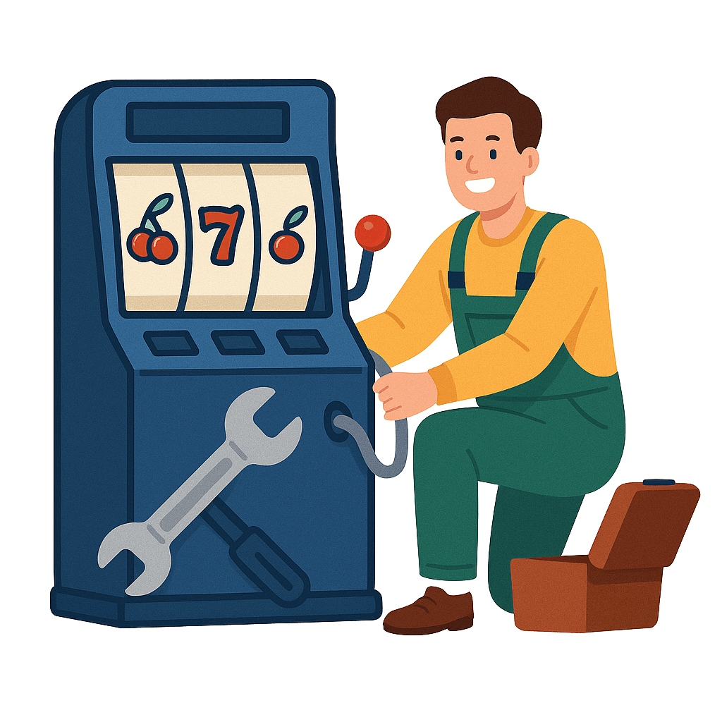 engineer repairing a fruit machine